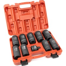 Die Grup 02531A 10 Parça 12 Nokta Soket Seti 1/2 Sürücü, Lug Somun Sökücü, Mil Somunu Soketi, Metrik 29-39MM Soket 1/2 Sürücü Darbe Seti, Cr-Mo Darbe Adaptörü, 3/4 -1/2 Redüktör