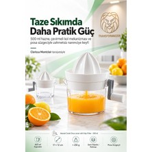 Die Grup Manuel Kollu Pratik Narenciye Sıkacağı Çevirmeli Portakal Limon Sıkma Makinesi 500 ml Posa Süzgeçli Meyve Presi