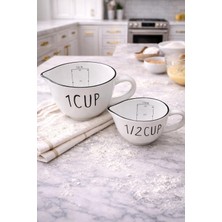 Tr 2'li Seramik Ölçü Bardağı Seti Kupa Bardak 250 ML/500ML