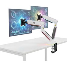 Elysium STD54024HLW 27-35 Rgb Çiftli Oyuncu Monitör Kolu, Her Kolda 14KG Taşıyan, Amortisörlü