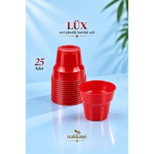 Nakkaşe 25'li 180CC Kırmızı Renk Lüx Sert Plastik Parti Bardak Doğum Günü Sunum Davet Nişan Söz Akrilik Mika