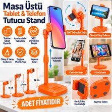 Zenviaa Masa Üstü Tablet ve Telefon Tutucu Plastik Aparat Turuncu Telefon Standı(Adet Fiyatıdır