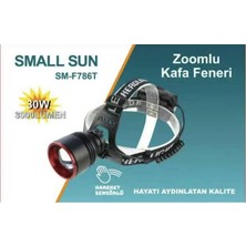 Small Sun SM-F786T Kafa Fener 30W 3000 Lumen Hareket Sensörlü Zoomlu Şarjlı 3X18650 Lityum Pil