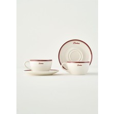 Bonheur Porselen Çay Fincanı Seti, 2'li, 270 Cc, Bordo