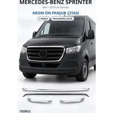 Trobus Mercedes-Benz Sprinter 2019 ve Sonrası Uyumlu Krom Ön Panjur Çıtası 4 Parça Paslanmaz Çelik