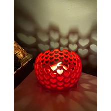 Ulu Pazarlama 3D Baskı Kalp Işık Yansımalı Tealight Mumluk Romantik Dekoratif Mum Tutucu