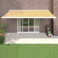 5 x 3 M Geri Çekilebilir Tente, Motorlu / Manuel, Veranda, Sarı ve Beyaz Renk, Balkon, Teras Veya