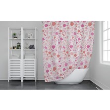 Banyo Perdesi 6811 1X180X200, Perde Borusu Askı Aparatı Köşe Boru Beyaz Hediyeli, Duş Perdesi S