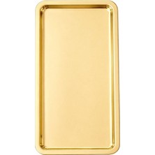 Odea Paslanmaz Çelik Sunum Tepsisi, Dikdörtgen, Gold, 33X18 Cm, Düz, Çay Kahve Tatlı Sunumu, 1 Adet