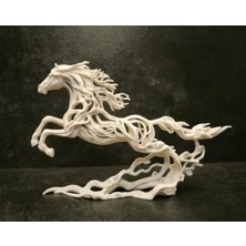 Odea Sanatsal At Figürü Biblo – Modern Dekoratif Heykel Ev Ofis Için Şık Tasarım Hediyelik Eşya | Beyaz Renk Year Of The Horse 2026 - Ethereal Stallion