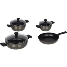 Odea Taç Pierre Cardin 1500023294 7 Parça Diamond Cook Graniks Tencere Seti, Gri