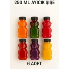JUNIBELIW 6 Adet 250ML Boş Ayıcıklı Pet Plastik Şişe Çok Amaçlı Meyve Suyu Shot Şişesi Kapaklı Şişe 6X250ML