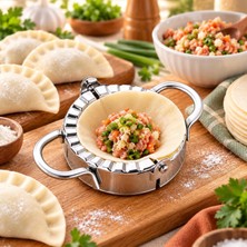 Odea Paslanmaz Çelik Hamur Kalıbı, Çift Kulplu Şekillendirme ve Kapama Aparatı, Börek Ravioli Pierogi Empanada Iç Harçlı Hamur Işleri Için Mutfak Gereci, HMR01