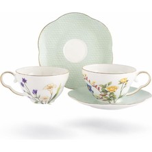 Odea Eternal Flowers 2'li Çay Fincan Seti, Çiçek Desenli, 160CC, Porselen, Butik Mutfak 2 Kişilik