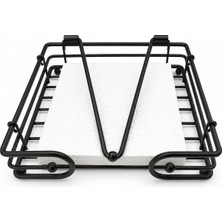 Odea Metal Kare Peçetelik Siyah Masa Üstü Peçete Organizeri, Yaylı Baskı Sistemli Peçete Tutucu, 19X19X4 cm Modern Mutfak Peçeteliği, Tezgah Üstü Peçete Düzenleyici, Masası Için Peçetelik
