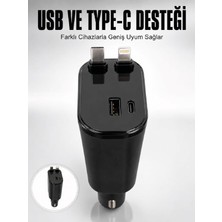 Odea Araç Çakmaklık Şarj Cihazı 120W Type-C & Lightning Kablolu Çoklu Hızlı Şarj Istasyonu