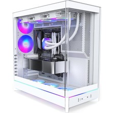 Odea HS02 Pro, Atx Mid-Tower Pc Kasası, Oyun Bilgisayarı, Yüksek Hava Akışı, Ters Çevrilebilir Düzen, Sağlam Kavisli Temperli Cam Ön Panel, 5x Argb Pwm Fan Önceden Yüklenmiş, Gömme Tasarım, Beyaz