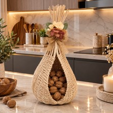 Mood Concept El Yapımı Dekoratif Hasır Örgü Sepet – Çok Amaçlı Rustik Organizer, Mutfak, Banyo ve Salon Dekoru
