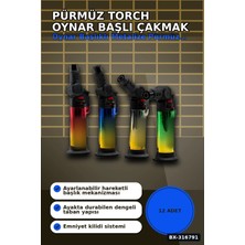 MiraLive Pürmüz Torch Çakmak Metalize Oynar Başlıklı Ayakta Durabilen 12 cm 12 Adet BX-316791