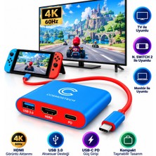 Cosmostech CSNS-0012 Nintendo Switch 2 Ve1 ile Uyumlu Taşınabilir Tv Dock Istasyonu – 4K 60hz HDMI Usb-C Görüntü Aktarım Adaptörü