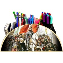 Ahşap Fatihin Istanbu'a Girişi Temalı Masaüstü Kalemlik Kalem Kutusu Organizer,bej Tek Ebat