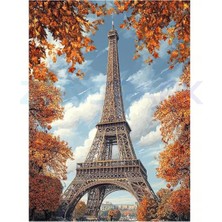 5d Elmas Boyama Kiti Eiffel Kulesi 30X40 cm | Sonbahar Manzarası & Altın Yapraklar,hobi