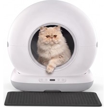 SCE001 Akıllı Otomatik Kedi Tuvaleti, Uygulama ile Uzaktan Kontrol, 75 L Hazne, Kendi Kendini Temizleyen, Koku Önleyici, Elekli Paspas + 15 Çöp Torbası Hediyeli (Beyaz)