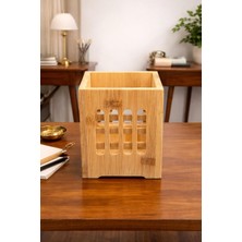 Tezgah Masa Üstü Bambu Kaşıklık Organizer, 11 x 11 Cm, Çok Amaçlı Düzenleyici YZ.MIEN664