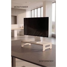 Monıtower Metal Monitör Yükseltici Stand Bej