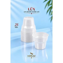 Nakkaşe 25'li 180 cc Beyaz Renk Lüx Sert Plastik Parti Bardak Doğum Günü Sunum Davet Nişan Söz Akrilik Mika