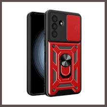 Bezos Samsung Galaxy A37 5g Uyumlu Pars Lens Yüzüklü Silikon - Kırmızı ECO123