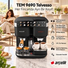 Arçelik Yüksek Basınç Gücü (20 Bar) Fincan Boyutu Seçimi ile Tem 9690 Telvesso® Türk Kahvesi Makinesi & Yarı Otomatikespresso Makinesi
