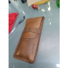Justa Thedebbağ El Yapımı Hakiki Deri Kalemlik Öğretmen Tahta Kalemlik  Vintage Kalem Çantası Isim Logo Yazılır