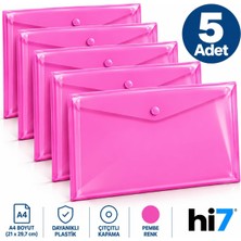 A4 Çıtçıtlı Zarf Dosya (5, Pembe)
