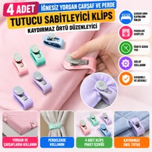 Milas Toptan 4 Adet Iğnesiz Yorgan Çarşaf ve Perde Tutucu Sabitleyici Kaydırmaz Örtü Düzenleyici Klips