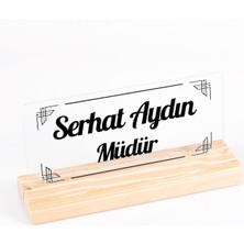 Riva Doğal Ahşap Stand Masa Isimliği Akrilik Isimlik Isme Özel Ekonomik Isimlik