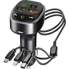 Kensa Bluetooth Fm Transmitter – 3 USB Portlu Süper Hızlı Araç Şarj Cihazı