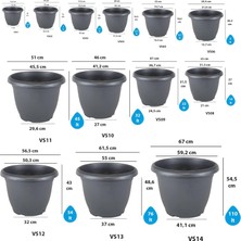Poliva Villa Saksı Tabaklı No: 9 22 Litre, 42 Cm, Antrasit
