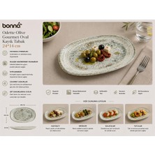 PALU GASTRO Bonna Odette Olive Gourmet Oval Kayık Tabak, Porselen, Iç Mekan Kullanımı Için, 24X14 cm