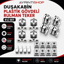 Hype Store Ayrıntıshop Duşakabin Cam Kabin Uyumlu Şeffaf Plastik Rulman Tekerlek Seti, 24MM, 8 Adet