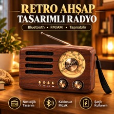 Akıllı Bayi Küçük Boy Retro, Nostaljik, Ahşap Tasarım Bluetooth Hoparlörlü, Şarjlı, Taşınabilir Büy�
