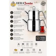 Taç Hera Jumbo Çaydanlık Takımı 4 Parça, 18/10 Paslanmaz Çelik, 2,20 L Üst + 4,20 L Alt Demlik, Indüksiyon Uyumlu