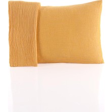 Rayme Tekstil Rayme Tekstıl Müslin Yastık Kılıfı 2 Adet Set, 50X70 cm 100% Pamuk Yumuşak Nefes Alabilir Kapaklı 4 Katlı Muslin Kumaş Düz Renk Yastık Kılıfları (Sarı