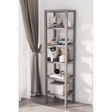 Mutfak Köşesi 6 Katlı Düzenleyici Plastik Raf Ünitesi, Gri, 150 cm Yükseklik, Banyo, Mutfak, Salon Rafı MTFKS-OM-1108-6LI