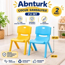 Abnturk 2 Adet Kırılmaz Sert Plastik Çocuk Sandalyesi-Ev Kreş Anaokulu Aktivite Etkinlik Sandalyesi Sarı-Turkuaz