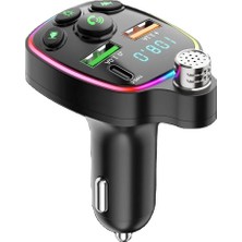 Kensa Fm Araç Transmitter Bluetooth Sd Card Şarj Müzik Radyo Mikrofon Araç Içi Çakmaklık Şarj ve Ses Cihaz