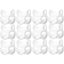 UstaPrint3D 12’li Boyanabilir Kedi Maske Seti – 3D Baskı Beyaz Maske – Dıy Boyama & Hobi Maskesi – Çocuk ve Yetişkin Uyumlu