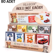 Polabook Akıllı Not Kağıdı 7X7CM 80 Adet - 50 Yaprak Hayvan Meyve Araba Figürlü Yapışkansız Post-It
