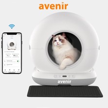 Gy Atelier Avenir AV-CB02W Akıllı Otomatik Kedi Tuvaleti, 75LT Hazne, 7lt Çöp Haznesi, Ağırlık Sensörlü + Elekli Kum Paspası Hediyeli (Gri), App Kontrol Koku Yapmayan Kum Kabı