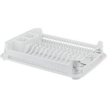 Abnturk Ultra Lüks Kaliteli Smart Mermer Desenli Tabaklık Beyaz Renk Şık Bulaşıklık Stand 37X92X48CM, BRC153702092025